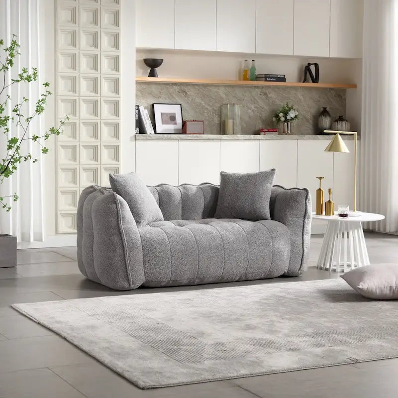 Morbida Poltrona a Sacco con Anima in Schiuma ad Alta Resilienza - Divano Reclinabile Quadrato per Videogiochi, Guardare la TV