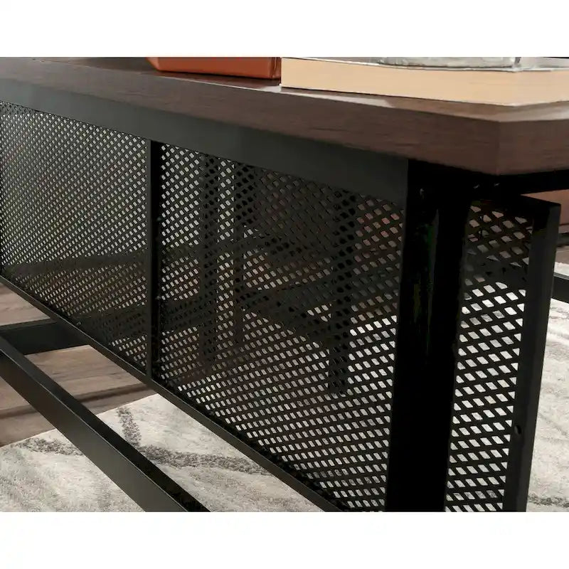 Scrivania a L con 3 cassetti, cassetto portadocumenti e scomparti aperti