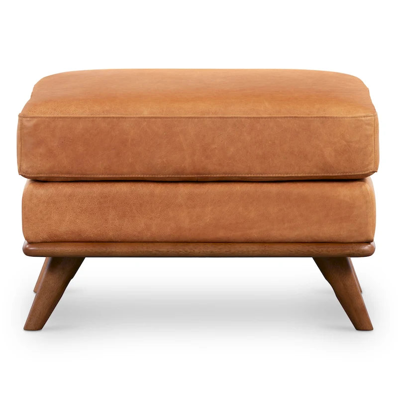 Pouf in vera pelle pieno fiore italiana