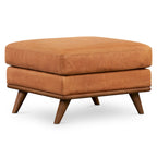 Pouf in vera pelle pieno fiore italiana