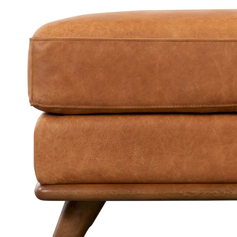 Pouf in vera pelle pieno fiore italiana