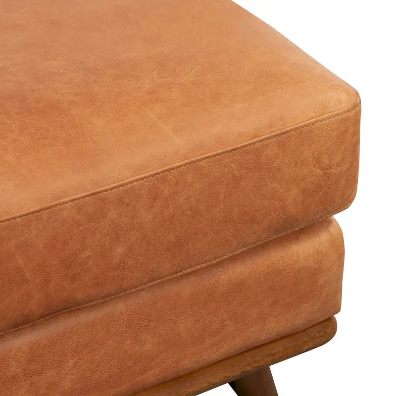 Pouf in vera pelle pieno fiore italiana