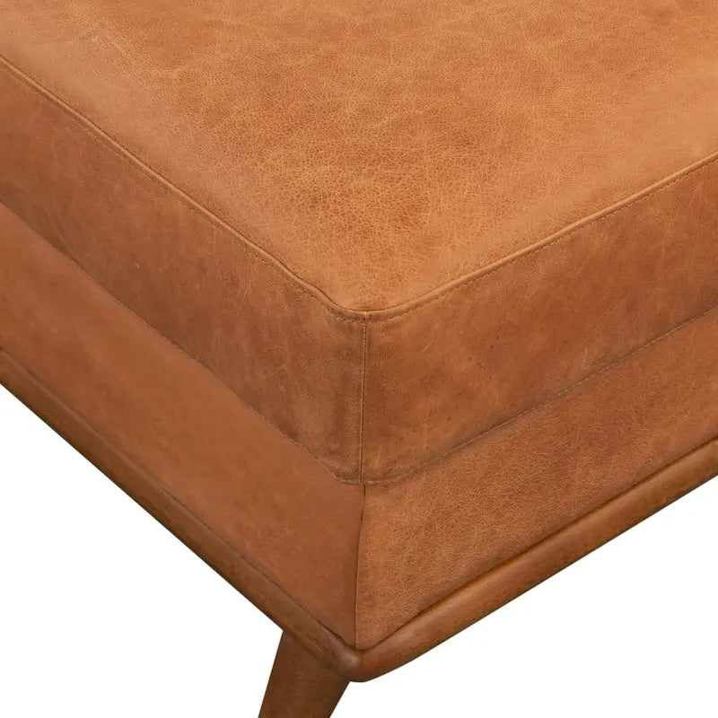 Pouf in vera pelle pieno fiore italiana