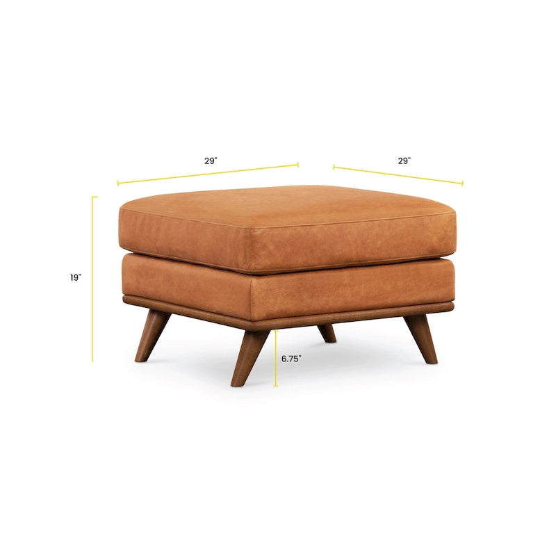 Pouf in vera pelle pieno fiore italiana