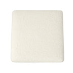 Tavolino poggiapiedi pouf imbottito in bouclé con gambe in legno
