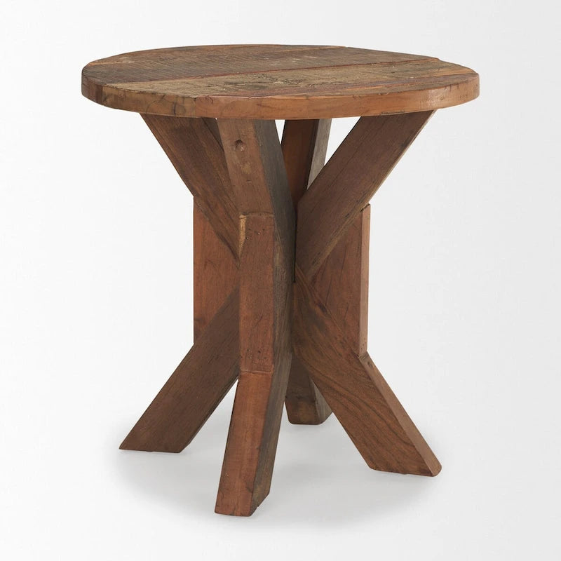 Tavolino finale Heidi in legno di recupero marrone - 25.8L x 25.8P x 26.0A