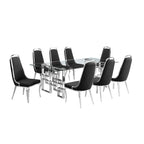 Set da pranzo con tavolo grande in vetro e mobili di alta qualità