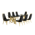 Set da pranzo con tavolo grande in vetro e mobili di alta qualità