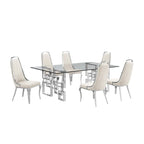 Set da pranzo con tavolo grande in vetro e mobili di alta qualità