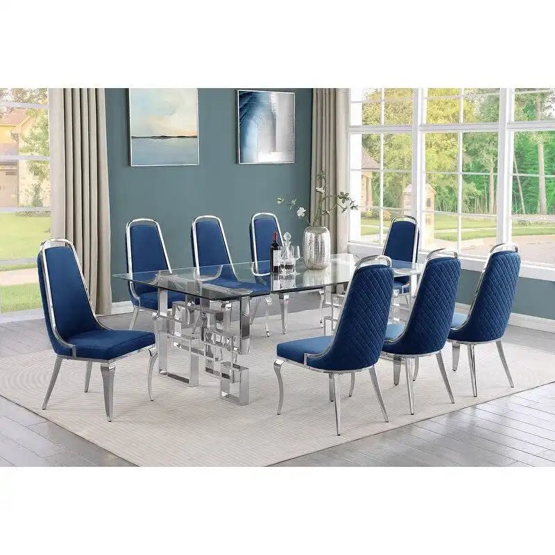Set da pranzo con tavolo grande in vetro e mobili di alta qualità
