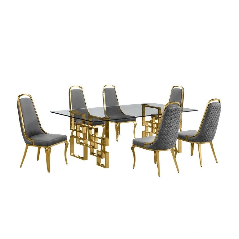 Set da pranzo con tavolo grande in vetro e mobili di alta qualità
