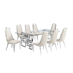 Set da pranzo con tavolo grande in vetro e mobili di alta qualità