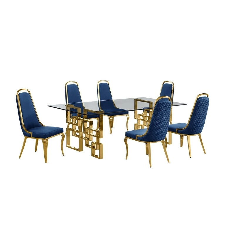 Set da pranzo con tavolo grande in vetro e mobili di alta qualità