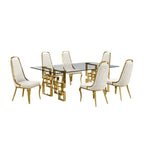 Set da pranzo con tavolo grande in vetro e mobili di alta qualità