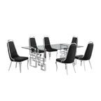 Set da pranzo con tavolo grande in vetro e mobili di alta qualità