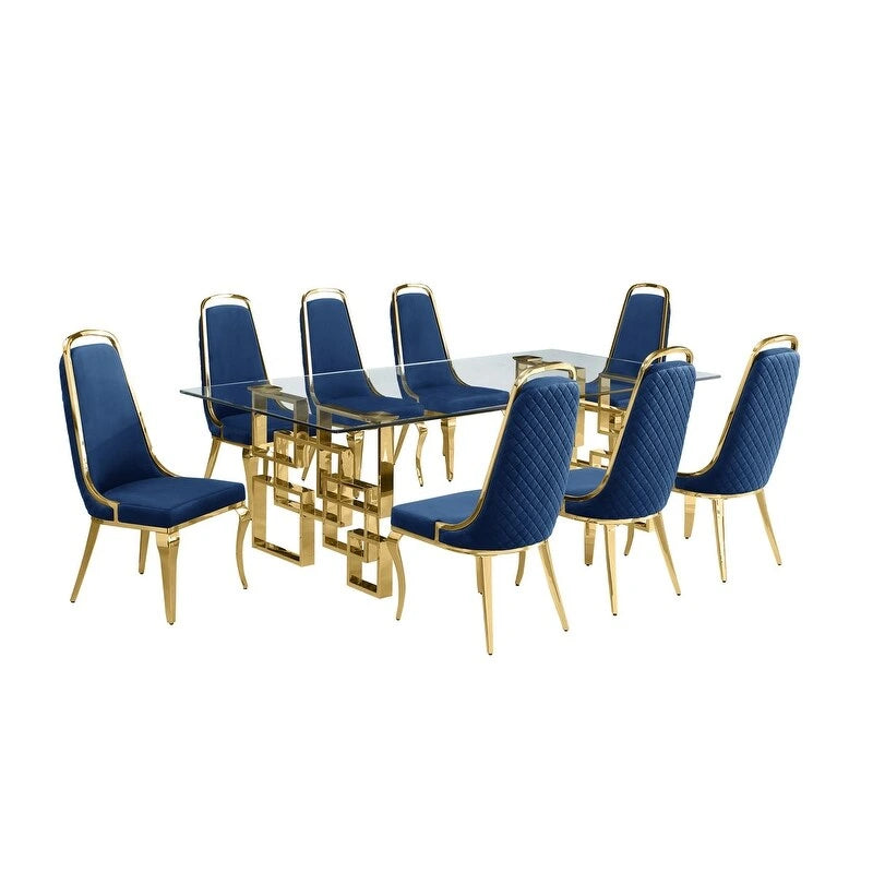 Set da pranzo con tavolo grande in vetro e mobili di alta qualità