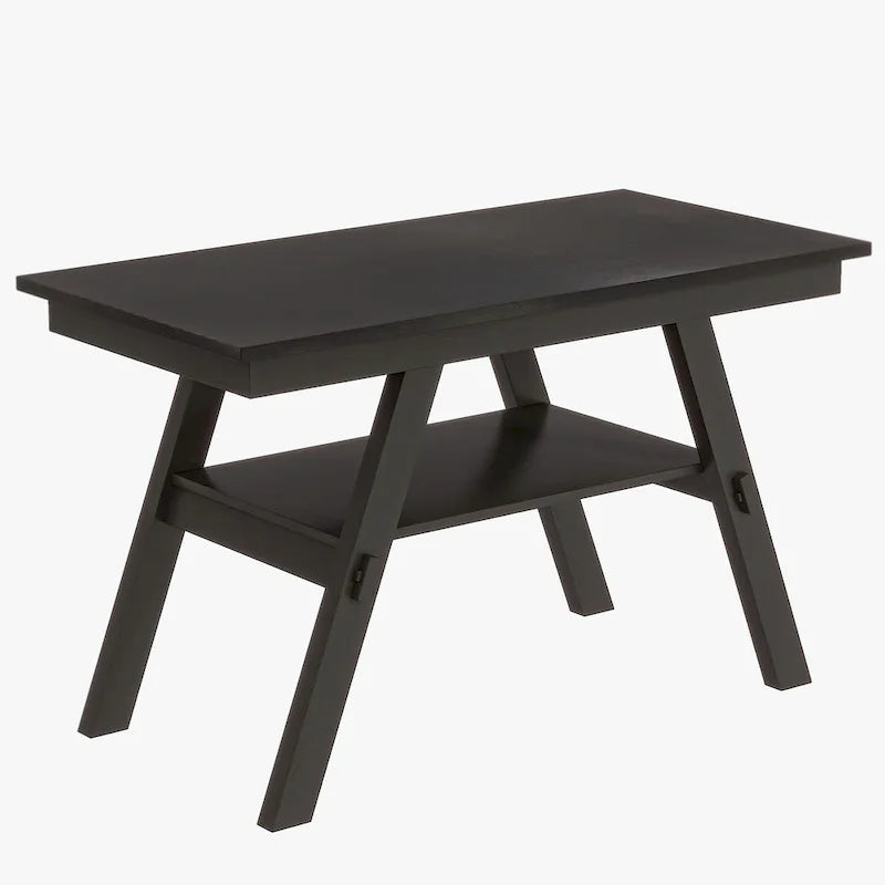 Set da pranzo da 6 pezzi in legno a altezza bancone con scaffale, panca e 4 sedie, Espresso e Beige