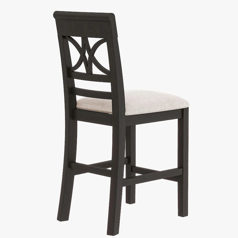 Set da pranzo da 6 pezzi in legno a altezza bancone con scaffale, panca e 4 sedie, Espresso e Beige