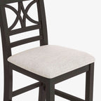 Set da pranzo da 6 pezzi in legno a altezza bancone con scaffale, panca e 4 sedie, Espresso e Beige