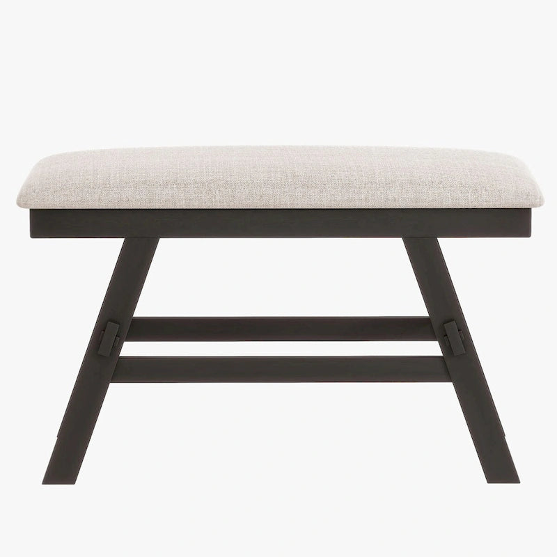 Set da pranzo da 6 pezzi in legno a altezza bancone con scaffale, panca e 4 sedie, Espresso e Beige