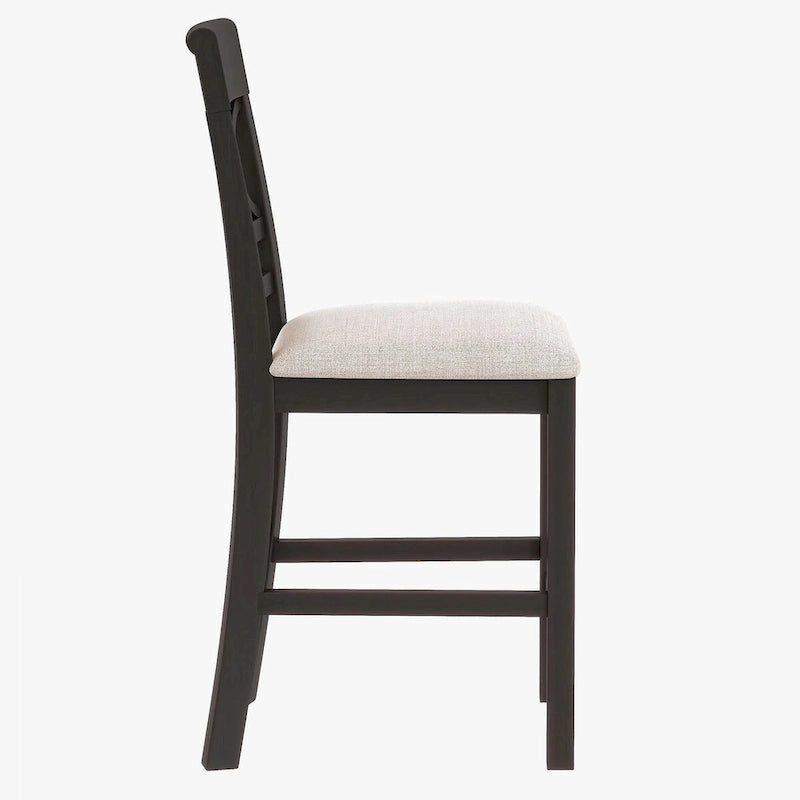 Set da pranzo da 6 pezzi in legno a altezza bancone con scaffale, panca e 4 sedie, Espresso e Beige