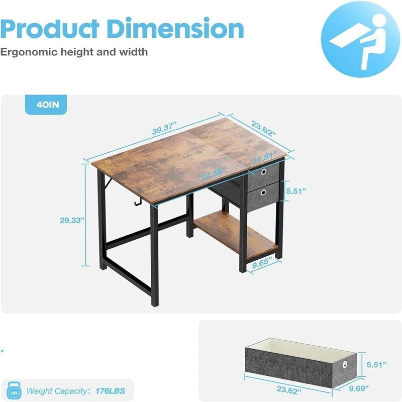 Scrivania per computer con cassetti
