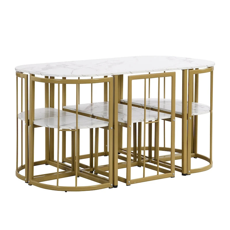 Set da Pranzo in Ferro da 7 Pezzi con Tavolo e Sei Sedie
