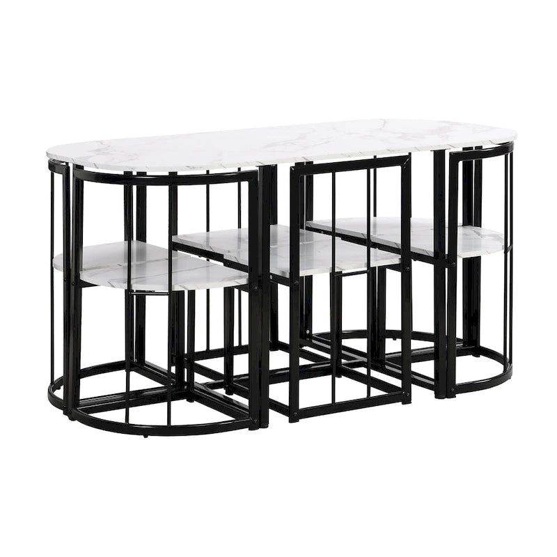 Set da Pranzo in Ferro da 7 Pezzi con Tavolo e Sei Sedie