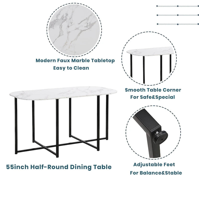 Set da Pranzo in Ferro da 7 Pezzi con Tavolo e Sei Sedie